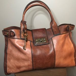Fossil leather tote